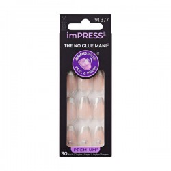 Unghii false imPRESS Premium Memory Lane, marime M, 30 bucati